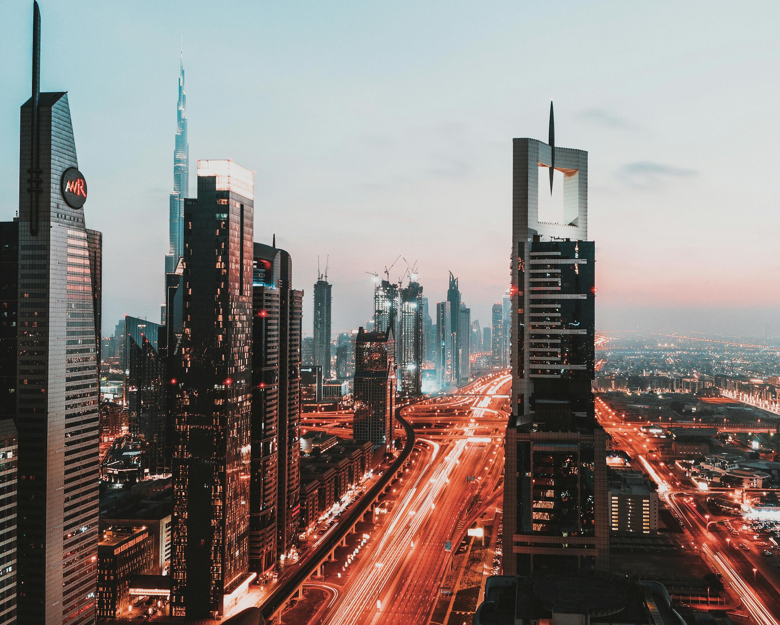 Time-lapse Photography of Passing Vehicles on City Roads inside dubai